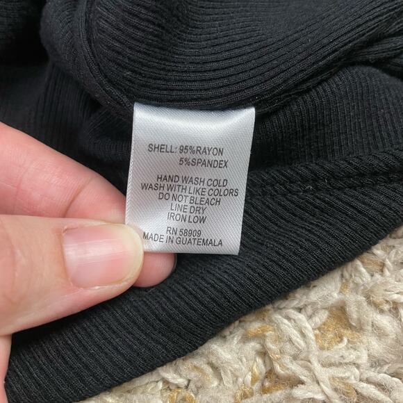 Gianni Bini | Arissa Black Ribbed Knit Tie Strap Cheeky Bodysuit - Picture 12 of 12